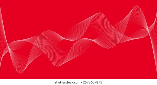 Abstract background with lines and waves. Medium banner size. Element for design. Vector background for brochure, booklet, flyer, poster. Red and white gradient. Love, Valentine's Day