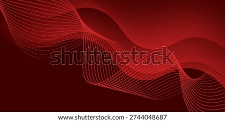 Abstract background with lines and waves. Medium banner size. Element for design. Vector background for poster. Red gradient. 