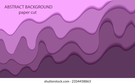 Abstract background, lines and waves in paper cut style, paint flowing on the wall, trendy color Sparklin grape