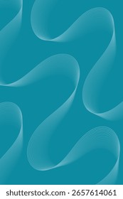 Fundo abstrato com linhas e ondas. Tamanho padrão do cartaz. Elemento isolado do design. Fundo vetorial para brochura, livreto, folheto. Gradiente de cor turquesa. Cor azul