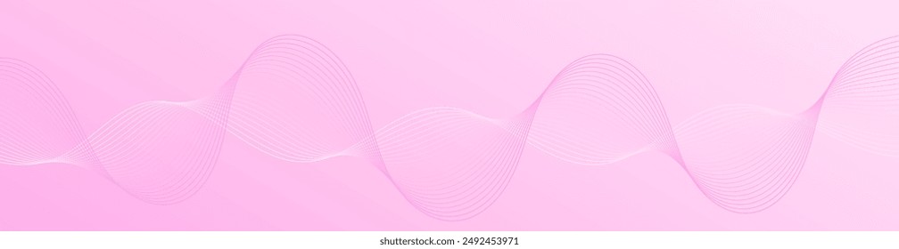 Abstract background with lines and waves. Web banner size. Element for design. Vector background for brochure, booklet, flyer, poster. Pink gradient. Summer, love