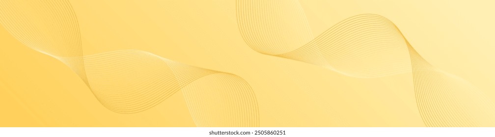 Abstract background with lines and waves. Web banner size. Element for design. Vector background for brochure, booklet, flyer, poster. Yellow gradient. Summer, autumn