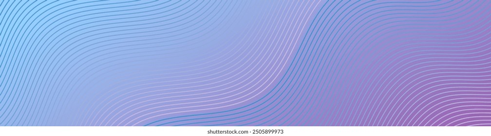 Abstract background with lines and waves. Web banner size. Element for design. Vector background for brochure, booklet, flyer, poster. Purple and blue gradient