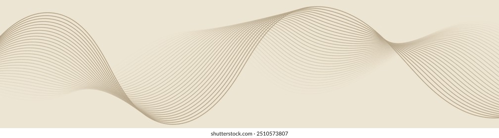 Abstract background with lines and waves. Web banner size. Element for design. Vector background for brochure, booklet, flyer, poster. Brown and beige gradient. Coffee, cafe