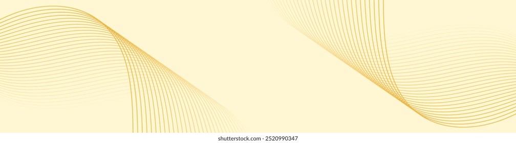 Abstract background with lines and waves. Web banner size. Element for design. Vector background for brochure, booklet, flyer, poster. Yellow gradient. Summer, autumn