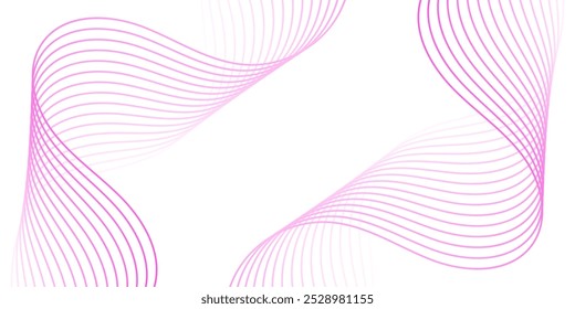 Abstract background with lines and waves. Web banner size. Element for design isolated on white. Vector background for brochure, booklet, flyer, poster. Pink and white gradient