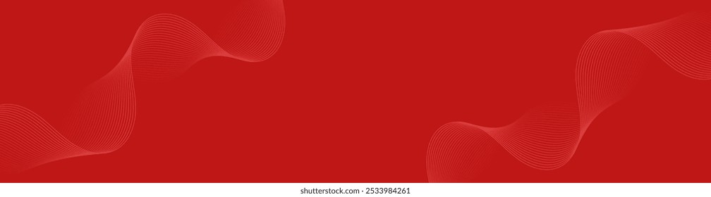 Abstract background with lines and waves. Web banner size. Element for design. Vector background for brochure, booklet, poster. Red gradient. Valentine's Day, love, Christmas