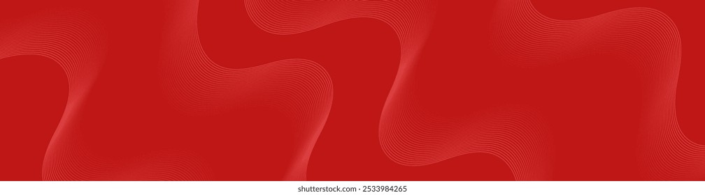 Abstract background with lines and waves. Web banner size. Element for design. Vector background for brochure, booklet, poster. Red gradient. Valentine's Day, love, Christmas