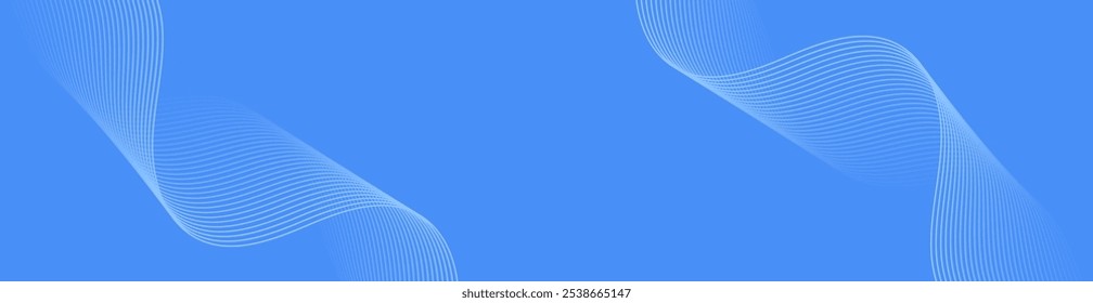 Abstract background with lines and waves. Web banner size. Element for design isolated. Vector background for brochure, booklet, flyer, poster. Blue gradient