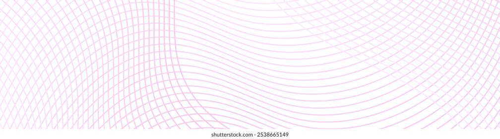 Abstract background with lines and waves. Web banner size. Element for design isolated on white. Vector background for brochure, booklet, flyer, poster. Pink gradient