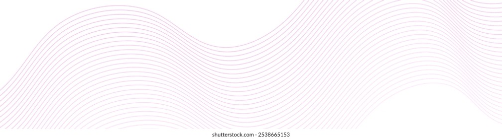 Abstract background with lines and waves. Web banner size. Element for design isolated on white. Vector background for brochure, booklet, flyer, poster. Pink gradient