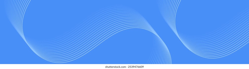 Abstract background with lines and waves. Web banner size. Element for design isolated. Vector background for brochure, booklet, flyer, poster. Blue gradient