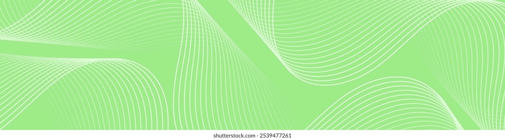 Abstract background with lines and waves. Web banner size. Element for design isolated. Vector background for brochure, booklet, flyer, poster. Green gradient. Nature, eco
