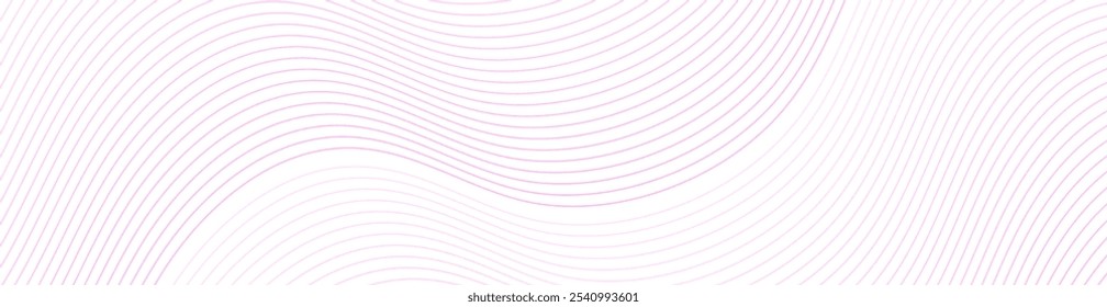 Fundo abstrato com linhas e ondas. Tamanho do banner da Web. Elemento de design isolado em branco. Fundo vetorial para brochura, livreto, folheto, cartaz. Gradiente rosa
