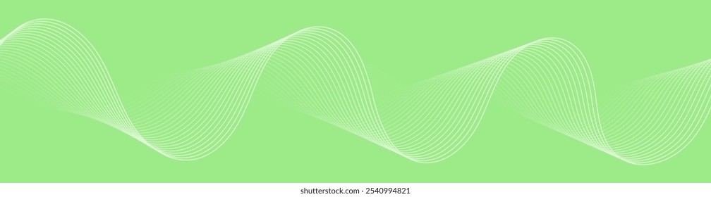 Fundo abstrato com linhas e ondas. Tamanho do banner da Web. Elemento isolado do design. Fundo vetorial para brochura, livreto, folheto, cartaz. Gradiente verde. Natureza, eco