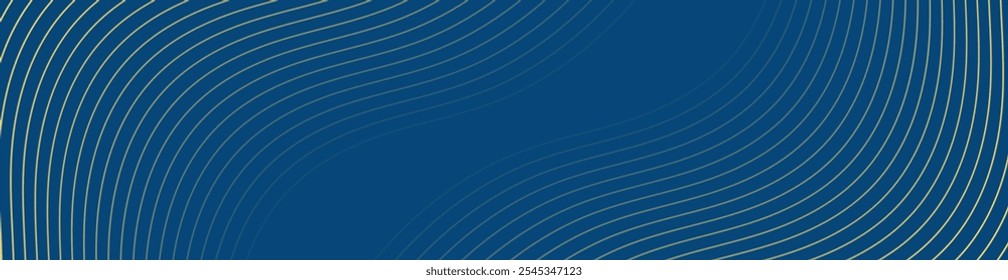 Abstract background with lines and waves. Web banner size. Element for design isolated. Vector background for brochure, booklet, flyer, poster. Blue and yellow gradient