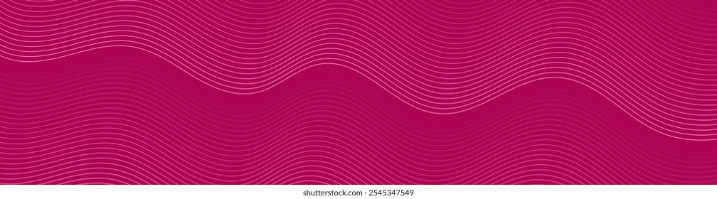 Abstract background with lines and waves. Web banner size. Element for design isolated. Vector background for brochure, booklet, flyer, poster. Pink gradient