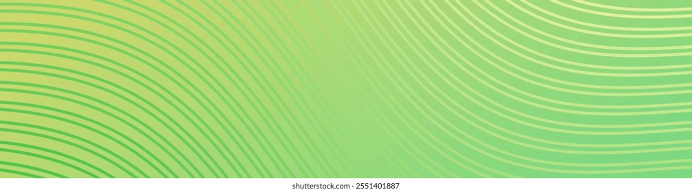 Abstract background with lines and waves. Web banner size. Element for design isolated. Vector background for brochure, booklet, flyer, poster. Green and yellow gradient