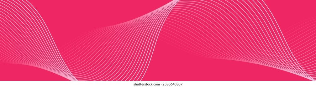 Abstract background with lines and waves. Web banner size. Element for design isolated. Vector background for brochure, booklet, flyer, poster. Pink gradient. Valentine's Day. Woman's Day