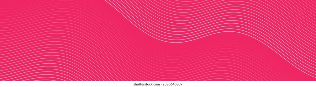 Abstract background with lines and waves. Web banner size. Element for design isolated. Vector background for brochure, booklet, flyer, poster. Pink gradient. Valentine's Day. Woman's Day