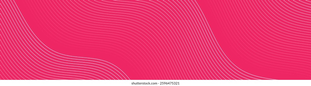 Abstract background with lines and waves. Web banner size. Element for design isolated. Vector background for brochure, booklet, flyer, poster. Pink gradient. Valentine's Day. Woman's Day