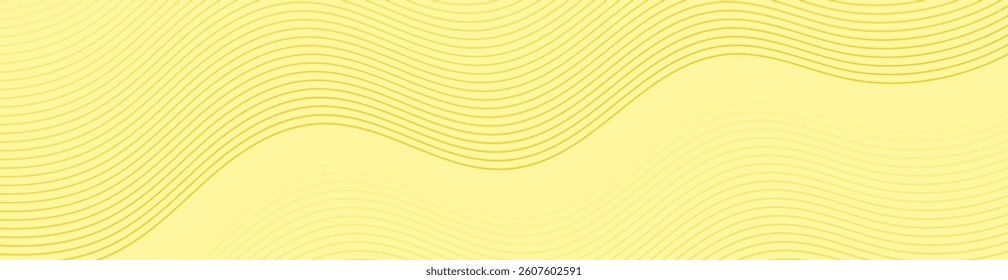 Abstract background with lines and waves. Web banner size. Element for design isolated. Vector background for brochure, booklet, flyer, poster. Yellow gradient