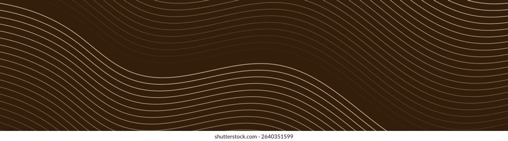 Abstract background with lines and waves. Web banner size. Element for design isolated. Vector background for brochure, flyer, poster. Brown and beige gradient. Coffee, chocolate, sweets, cafe