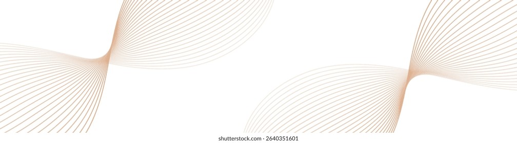 Abstract background with lines and waves. Web banner size. Element for design isolated on white. Vector background for brochure, flyer, poster. Beige gradient. Coffee, cafe, cream