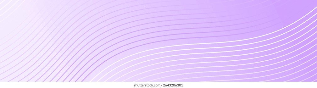 Abstract background with lines and waves. Web banner size. Element for design isolated. Vector background for brochure, booklet, flyer, poster. Purple and white gradient