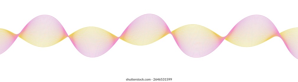 Fundo abstrato com linhas e ondas. Tamanho do banner da Web. Elemento de design isolado em branco. Fundo de vetor para brochura, folheto, cartaz. Gradiente rosa e amarelo