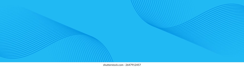 Abstract background with lines and waves. Web banner size. Element for design. Vector background for brochure, booklet, flyer, poster. Blue gradient