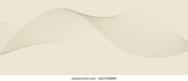 Abstract background with lines and waves. Web banner size. Element for design. Vector background for brochure, booklet, flyer, poster. Brown and beige gradient. Coffee, cafe