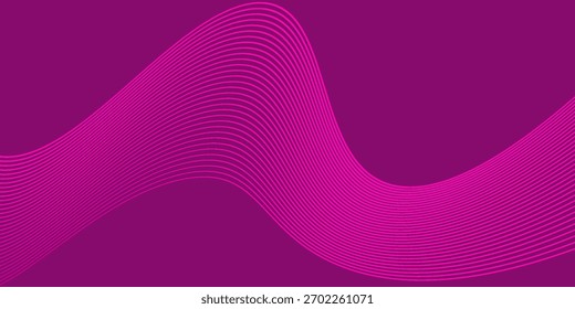 Abstract background with lines and waves. Web banner size. Element for design isolated. Vector background for brochure, booklet, flyer, poster. Pink gradient