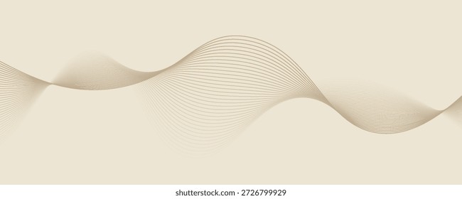 Abstract background with lines and waves. Web banner size. Element for design. Vector background for brochure, booklet, flyer, poster. Brown and beige gradient. Coffee, cafe