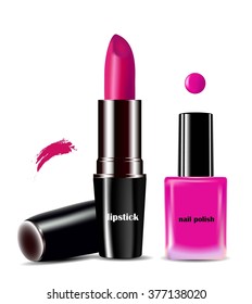 Abstract background with lipstick and nail