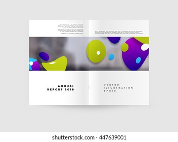 Abstract Background with Liquid Bubbles Shapes, Brochure Template Layout for Annual Report or Business Design. A4 Booklet. Circle Structures. Vector Illustration.