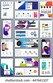 Abstract Background with Liquid Bubbles Shapes, Brochure Template Layout for Annual Report or Business Design. A4 Booklet. Circle Structures. Vector Illustration.