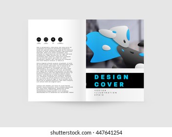 Abstract Background with Liquid Bubbles Shapes, Brochure Template Layout for Annual Report or Business Design. A4 Booklet. Circle Structures. Vector Illustration.