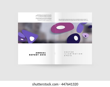 Abstract Background with Liquid Bubbles Shapes, Brochure Template Layout for Annual Report or Business Design. A4 Booklet. Circle Structures. Vector Illustration.