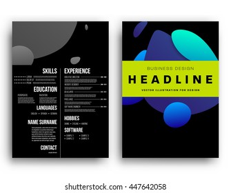 Abstract Background with Liquid Bubbles Shapes, Brochure Template Layout for Annual Report or Business Design. A4 Booklet. Circle Structures. Vector Illustration.