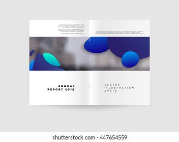Abstract Background with Liquid Bubbles Shapes, Brochure Template Layout for Annual Report or Business Design. A4 Booklet. Circle Structures. Vector Illustration.