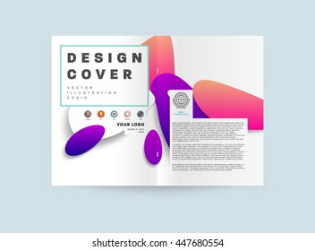 Abstract Background with Liquid Bubbles Shapes, Brochure Template Layout for Annual Report or Business Design. A4 Booklet. Circle Structures. Vector Illustration.