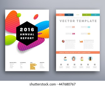 Abstract Background with Liquid Bubbles Shapes, Brochure Template Layout for Annual Report or Business Design. A4 Booklet. Circle Structures. Vector Illustration.