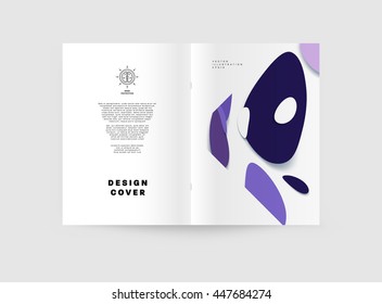 Abstract Background with Liquid Bubbles Shapes, Brochure Template Layout for Annual Report or Business Design. A4 Booklet. Circle Structures. Vector Illustration.