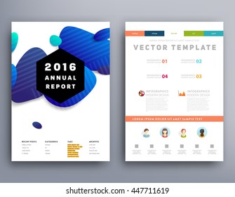 Abstract Background with Liquid Bubbles Shapes, Brochure Template Layout for Annual Report or Business Design. A4 Booklet. Circle Structures. Vector Illustration.