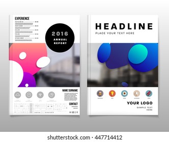 Abstract Background with Liquid Bubbles Shapes, Brochure Template Layout for Annual Report or Business Design. A4 Booklet. Circle Structures. Vector Illustration.