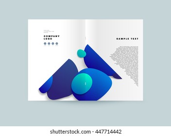 Abstract Background with Liquid Bubbles Shapes, Brochure Template Layout for Annual Report or Business Design. A4 Booklet. Circle Structures. Vector Illustration.