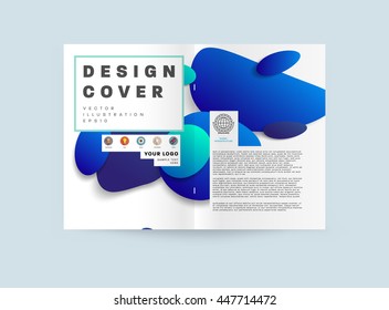 Abstract Background with Liquid Bubbles Shapes, Brochure Template Layout for Annual Report or Business Design. A4 Booklet. Circle Structures. Vector Illustration.