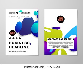 Resumen de fondo con formas de burbujas líquidas, diseño de plantilla de folleto para informe anual o diseño de negocio. Folleto A4. Estructuras de círculo. Ilustración vectorial.