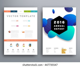 Abstract Background with Liquid Bubbles Shapes, Brochure Template Layout for Annual Report or Business Design. A4 Booklet. Circle Structures. Vector Illustration.